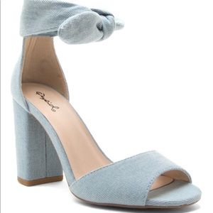 Light Blue Denim Block Heel Sandal